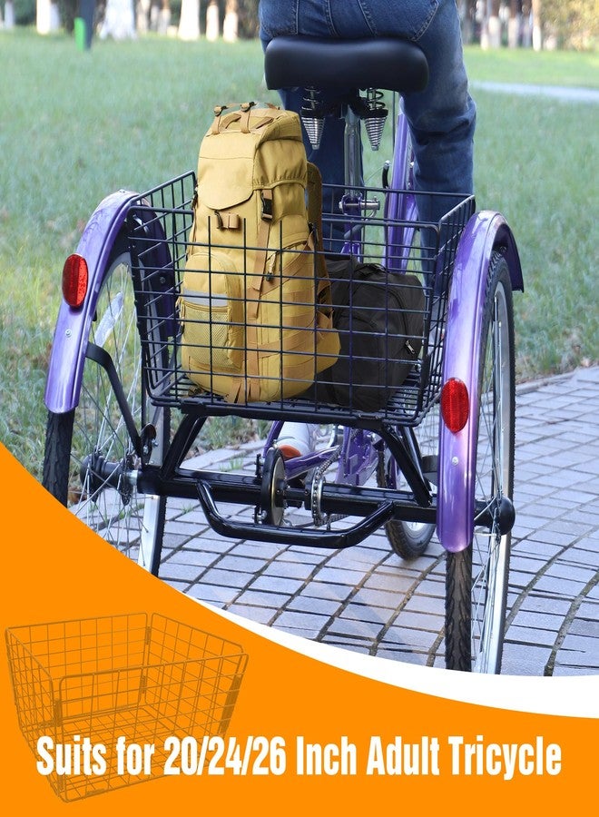 WEEROCK Tricycle Rear Basket Folding Large Capacity Baskets Steel Basket for 20 24 26 Inch Tricycles Trike, Black - Image 4